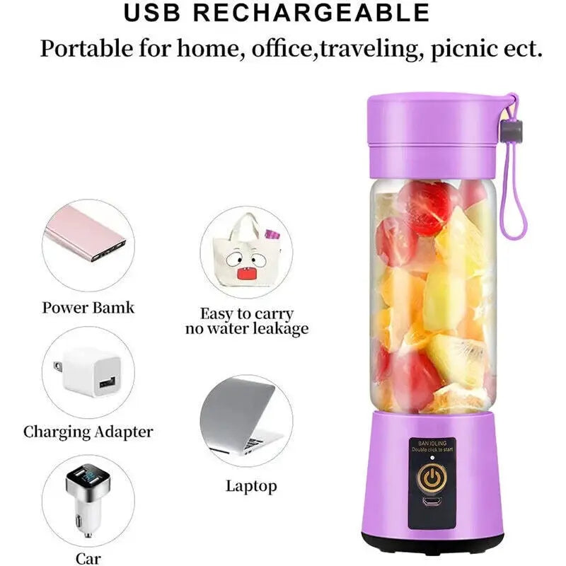 Mini Portable Electric Juice Maker Blender Smoothies Juicer Fruit Machine 380ML - DynamicDrop Hub