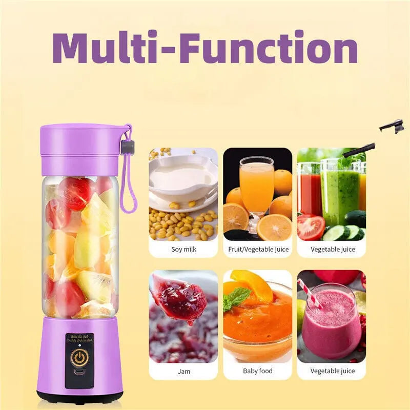 Mini Portable Electric Juice Maker Blender Smoothies Juicer Fruit Machine 380ML - DynamicDrop Hub