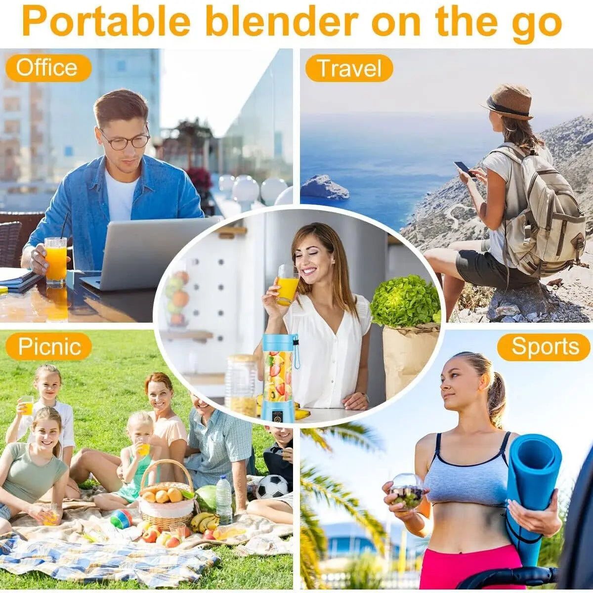 Mini Portable Electric Juice Maker Blender Smoothies Juicer Fruit Machine 380ML - DynamicDrop Hub