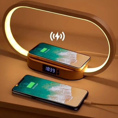 Multifunction Wireless Charger Pad Stand Clock LED Desk Lamp Night Light USB Port Fast Charging Station Dock for Iphone Samsung - DynamicDrop Hub