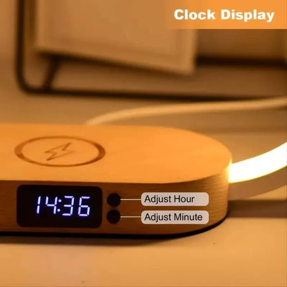 Multifunction Wireless Charger Pad Stand Clock LED Desk Lamp Night Light USB Port Fast Charging Station Dock for Iphone Samsung - DynamicDrop Hub