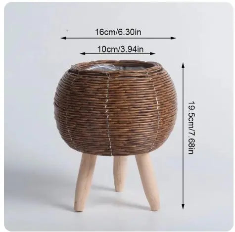 Nordic Flower Shelf Imitation Rattan Flower Pot with Removable Legs - DynamicDrop Hub