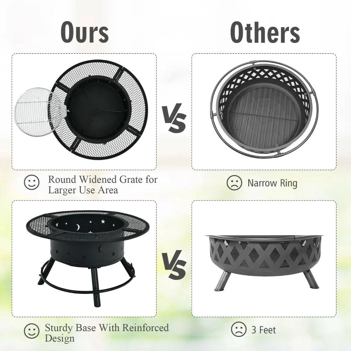 Outdoor Fire Pit with Removable BBQ Grill and Log Grate - DynamicDrop Hub