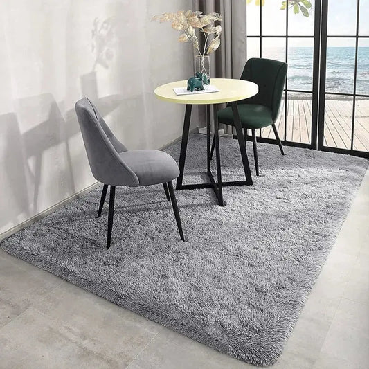 Abria Soft Fluffy Grey Indoor / Outdoor Living Room Area Rug - DynamicDrop Hub