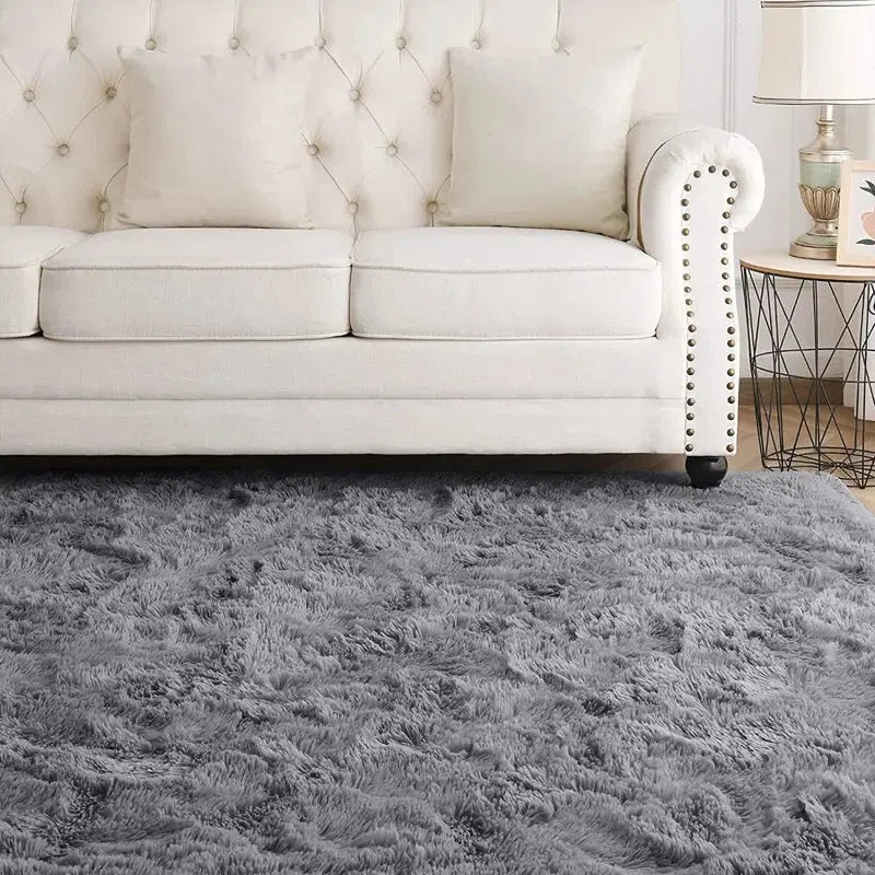 Abria Soft Fluffy Grey Indoor / Outdoor Living Room Area Rug - DynamicDrop Hub