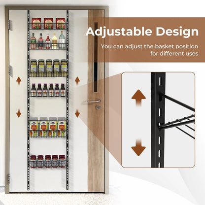 Over the Door Pantry Rack with Metal Wire Baskets and Hooks - DynamicDrop Hub