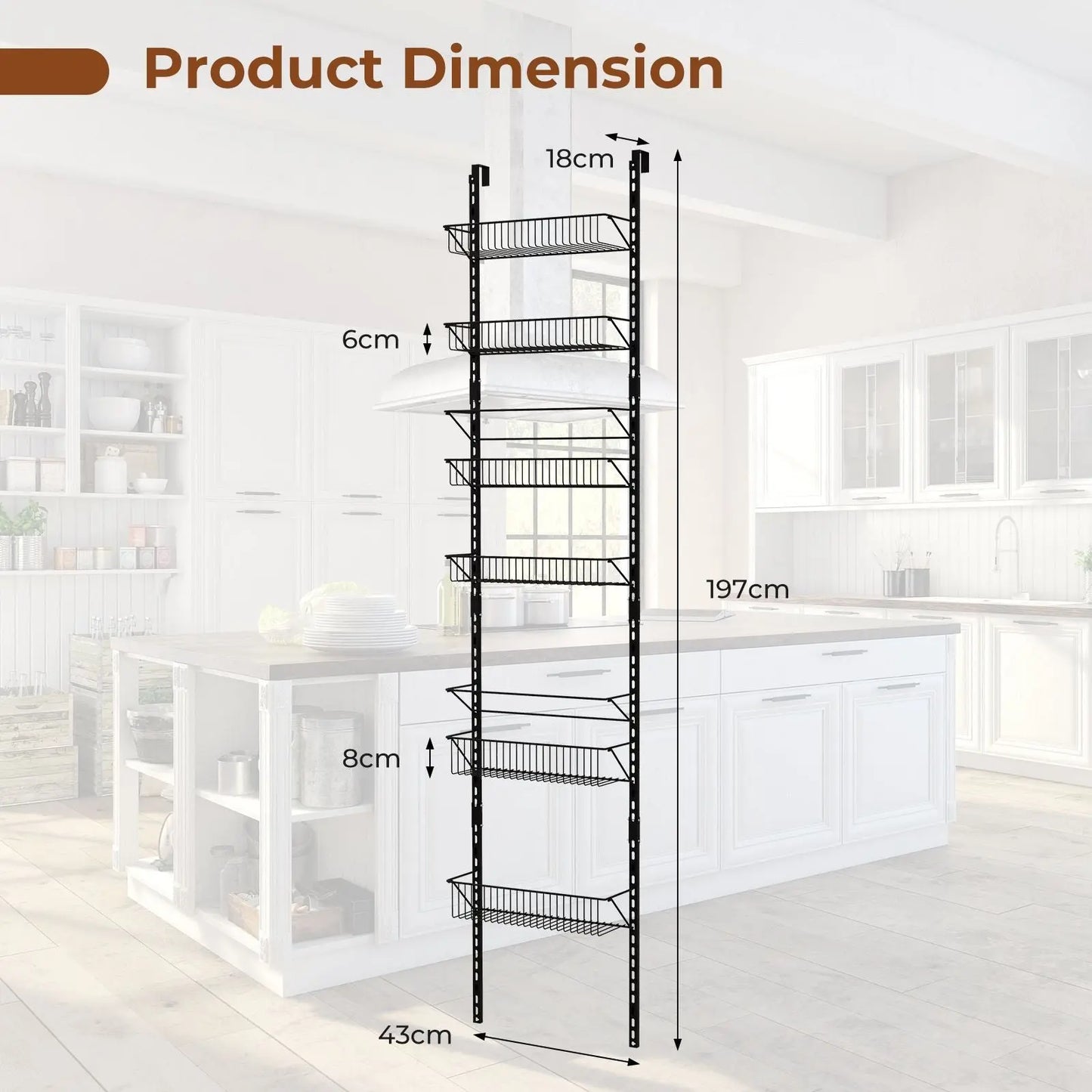 Over the Door Pantry Rack with Metal Wire Baskets and Hooks - DynamicDrop Hub