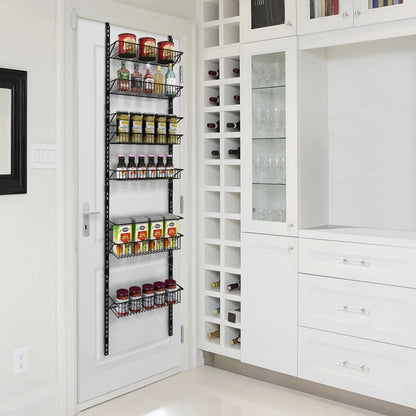 Over the Door Pantry Rack with Metal Wire Baskets and Hooks - DynamicDrop Hub