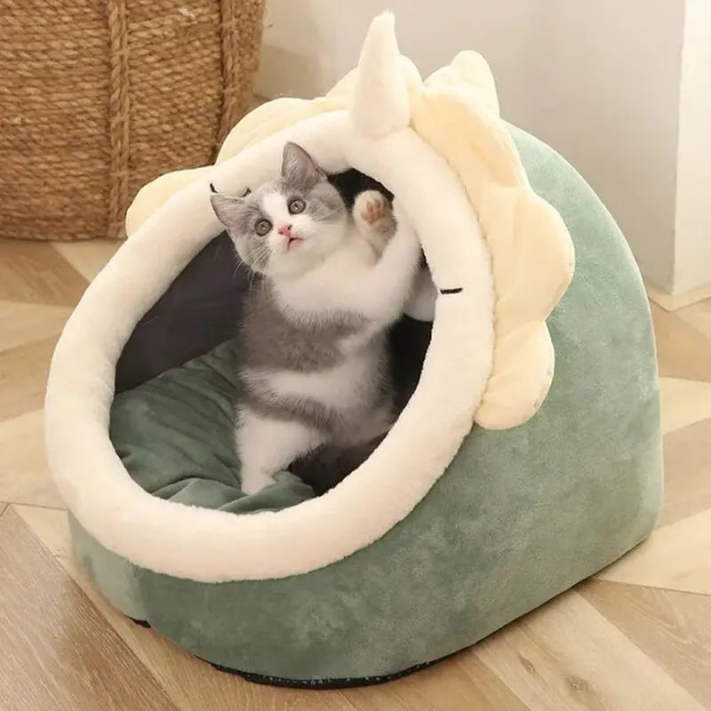 Pet Tent Cave Bed for Cats Small Dogs Self-Warming Cat Tent Bed Cat Hut Comfortable Pet Sleeping Bed Foldable Removable Washable - DynamicDrop Hub