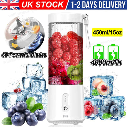 Portable Blender Juicer Cup, Bpa-Free USB Rechargeable Fruit Smoothie Mixer - DynamicDrop Hub