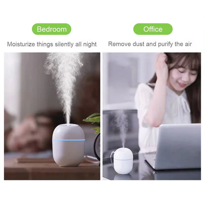 Portable USB Ultrasonic Air Humidifier & Essential Oil Diffuser - Car Purifier with LED Romantic Light - DynamicDrop Hub