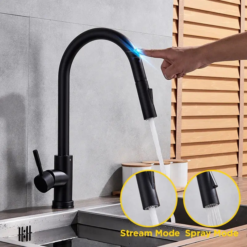 Pull Out Sensor Black Kitchen Faucet Sensitive Touch Control Faucet Mixer for Kitchen Touch Sensor Kitchen Mixer Tap - DynamicDrop Hub