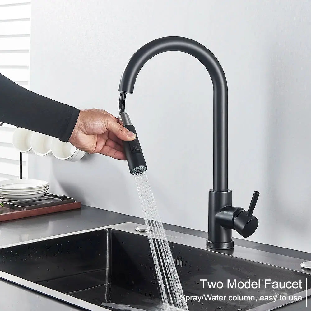 Pull Out Sensor Black Kitchen Faucet Sensitive Touch Control Faucet Mixer for Kitchen Touch Sensor Kitchen Mixer Tap - DynamicDrop Hub