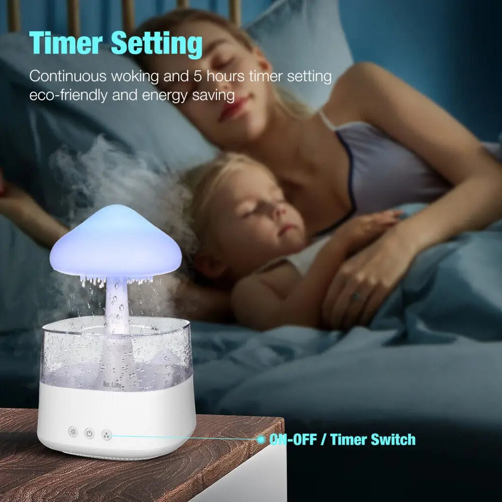 Rain Cloud Humidifier Rain Drop Sound Night Light Aromatherapy Oil Essential - DynamicDrop Hub