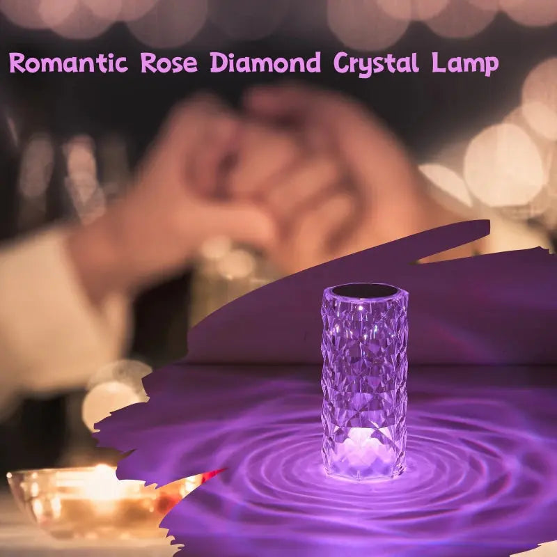 Crystal Table Lamp for Bedroom 16 Colors Touch/Remote Dimmable Night Light USB LED Bedside Diamond Rose Lamp - DynamicDrop Hub