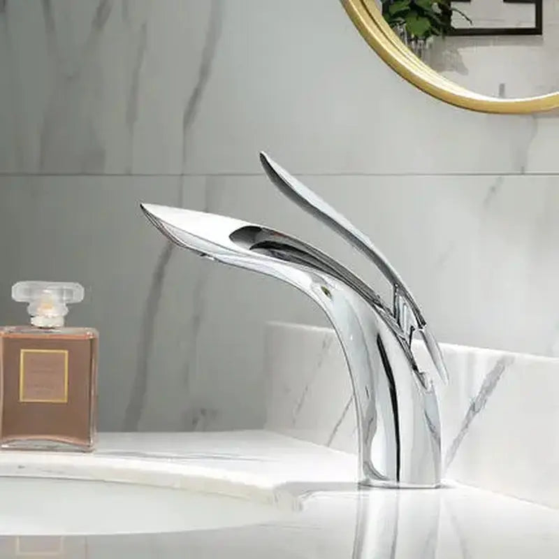 Rose Gold Bathroom Faucet Waterfall Single Hole Cold and Hot Water Mixer Tap - DynamicDrop Hub