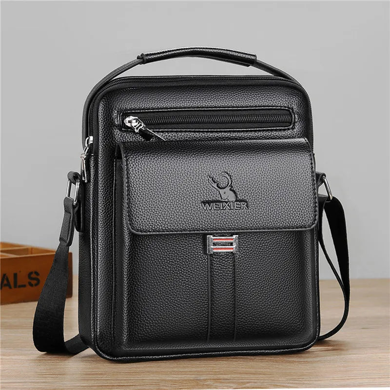 Men’s Crossbody Shoulder Bag - Vintage Large Capacity Waterproof PU Leather Messenger Tote