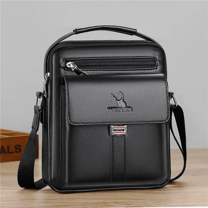 Men’s Crossbody Shoulder Bag - Vintage Large Capacity Waterproof PU Leather Messenger Tote