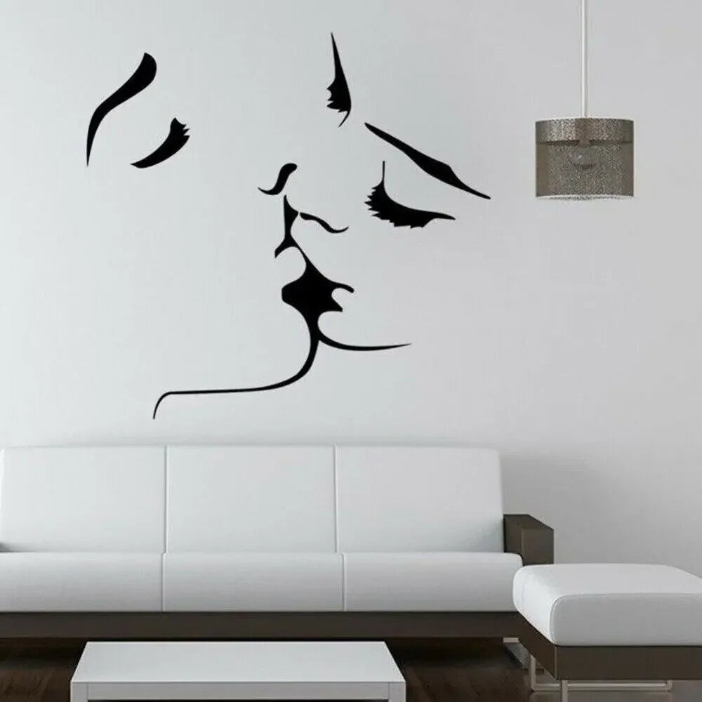 Kissing Couple Romantic Love Poster Abstract Canvas Painting - Black and White Wall Art Pictures Print for Bedroom Home Decoration