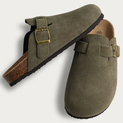 Crestar Cork Suede Mules Slippers – Classic Unisex Outdoor Clogs with Arch Support