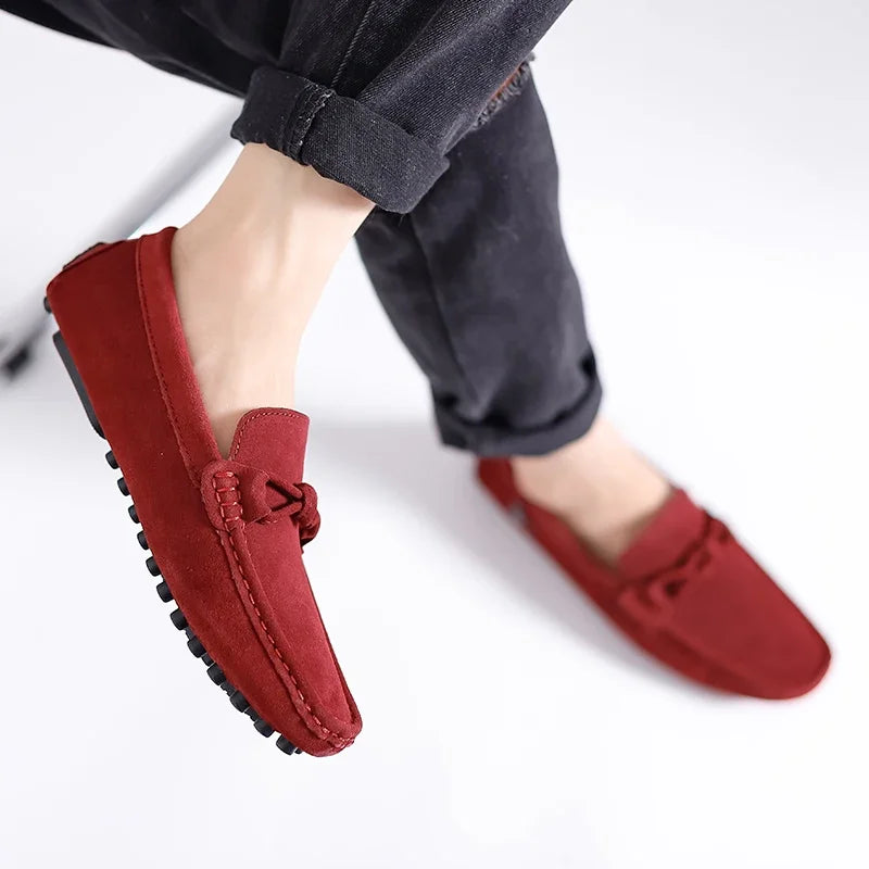 Tide Men’s Business Moccasin Shoes – Black, Blue & Red Casual Luxury Loafers (Size 38-47)