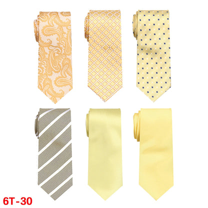6-Pack Classic Woven Jacquard Men’s Ties – Business & Wedding Necktie Set | Formal Accessories for Workplace or Gift