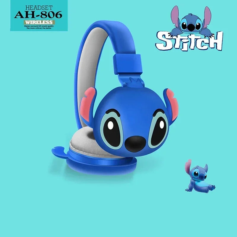 Disney Stitch Wireless Bluetooth Headphones AH-806 Hi-Fi Stereo Sound Foldable Design Fun Anime Style