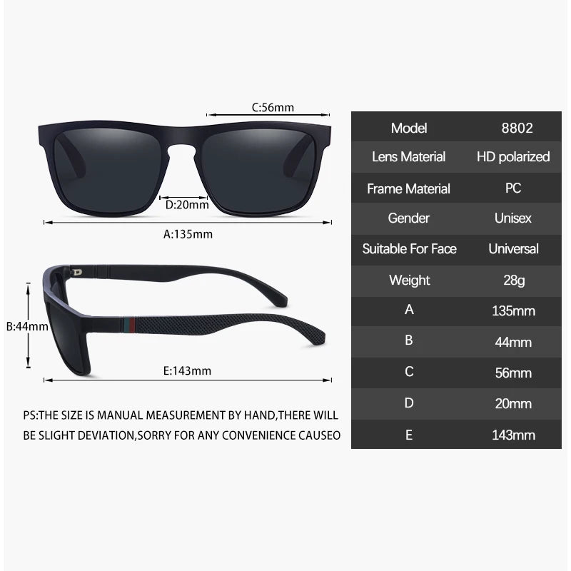 Square Vintage Polarized Sunglasses Men Women Retro Driving Fishing Sun Glasses UV400 Eyewear
