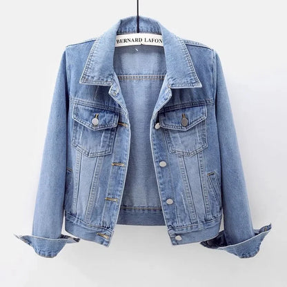 Women's Oversized Denim Jacket – Long Sleeve Spring & Autumn Jean Coat (Up to 5XL)