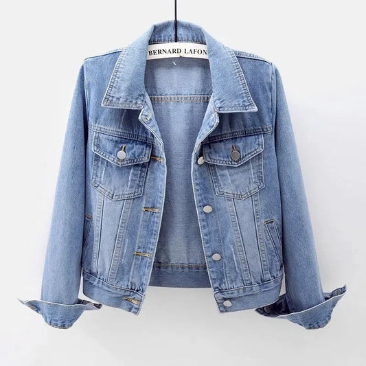 Women's Oversized Denim Jacket – Long Sleeve Spring & Autumn Jean Coat (Up to 5XL)
