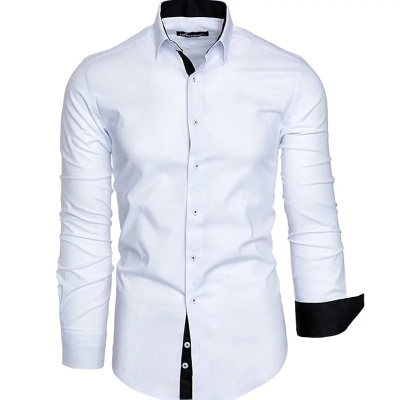Men’s Polka Dot Slim Fit Shirt – Long Sleeve Lapel Collar Casual Shirt for Young Men