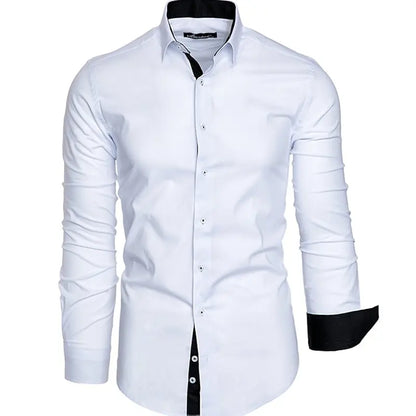 Men’s Polka Dot Slim Fit Shirt – Long Sleeve Lapel Collar Casual Shirt for Young Men