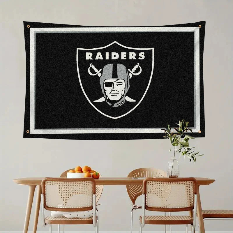 Customizable Raiders Flag - High-Quality Polyester Banner for Outdoor Decor & Room Aesthetic