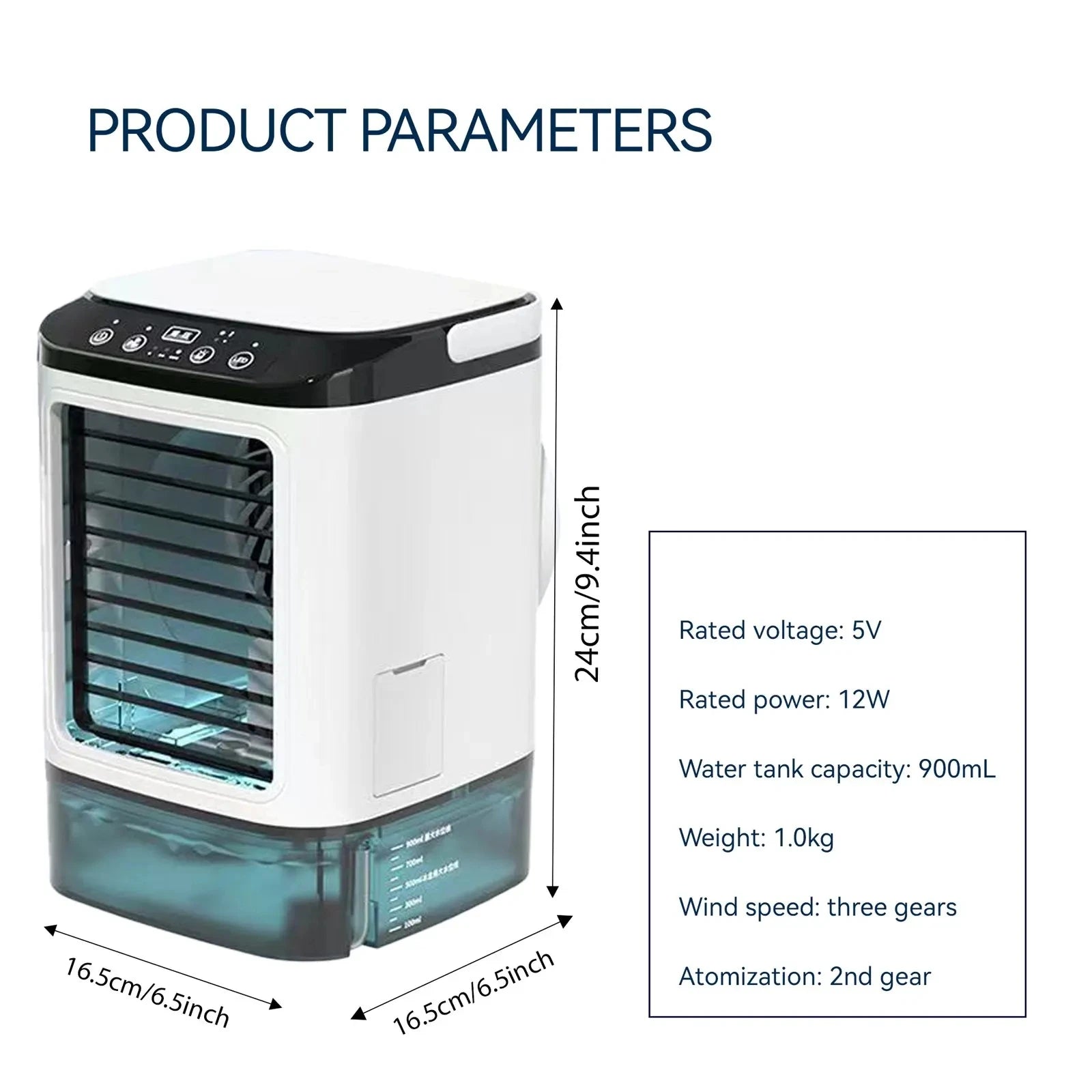 Mini 4-in-1 Portable Air Conditioner with Humidifier & 900ML Tank – Personal AC Fan with 3-Speed Cooling for Home, Office & Travel