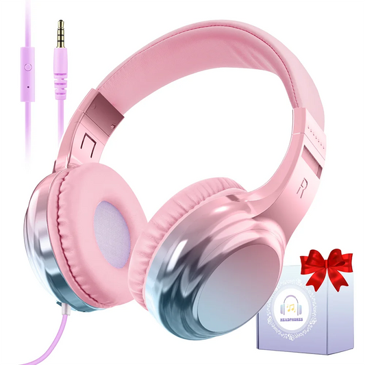 Kids Headphones Wired 3.5Mm Jack Stylish Foldable Children'S Gaming Headset with Mic for Iphone Computer Tablet PC Girls Gifts