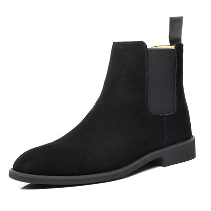 Men’s Retro Suede Leather Chelsea Boots – British Style Ankle High Boots