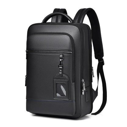 Executive Backpack Men PU Leather Satchel USB Charging Briefcase Office Travel Laptop Office Business Shoulder Back Pack Male