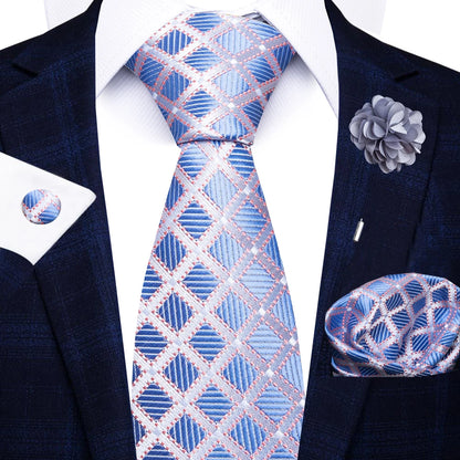 Red Paisley Tie Set for Men – 8cm Necktie, Matching Handkerchief, Cufflinks & Pin – Formal Wedding & Party Accessories