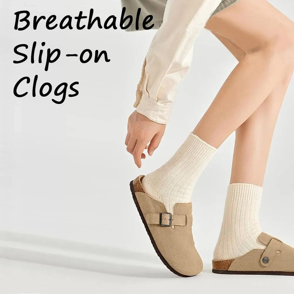 Crestar Cork Suede Mules Slippers – Classic Unisex Outdoor Clogs with Arch Support
