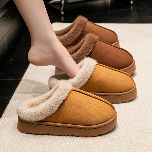 Fashion Women’s Fluffy Slippers – Thick EVA Sole, Anti-Slip & Warm ladies Winter House Slippers
