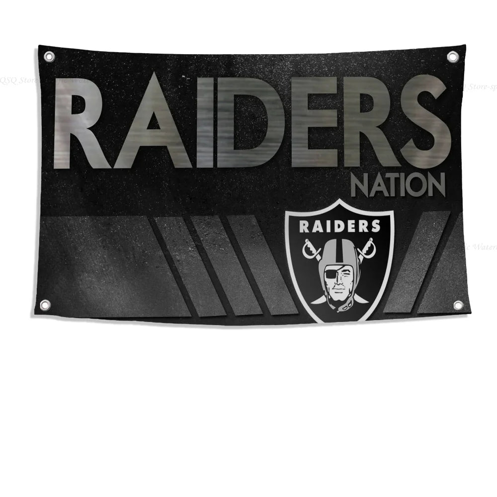 Customizable Raiders Flag - High-Quality Polyester Banner for Outdoor Decor & Room Aesthetic