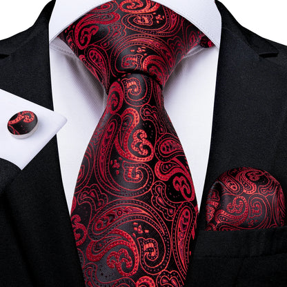 Men’s Paisley Tie Set – Luxury Silk-Feel Necktie, Pocket Square & Cufflinks – Formal Wedding & Prom Gift Set