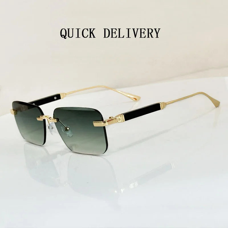 Square Sunglasses for Women & Men – Trendy Vintage Designer Rimless Shades | Vacation & Everyday Fashion Glasses