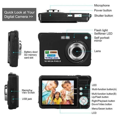 HD Digital Camera with LCD Screen for Kids and Beginners Perfect for Outdoor Adventures and Fun Photography