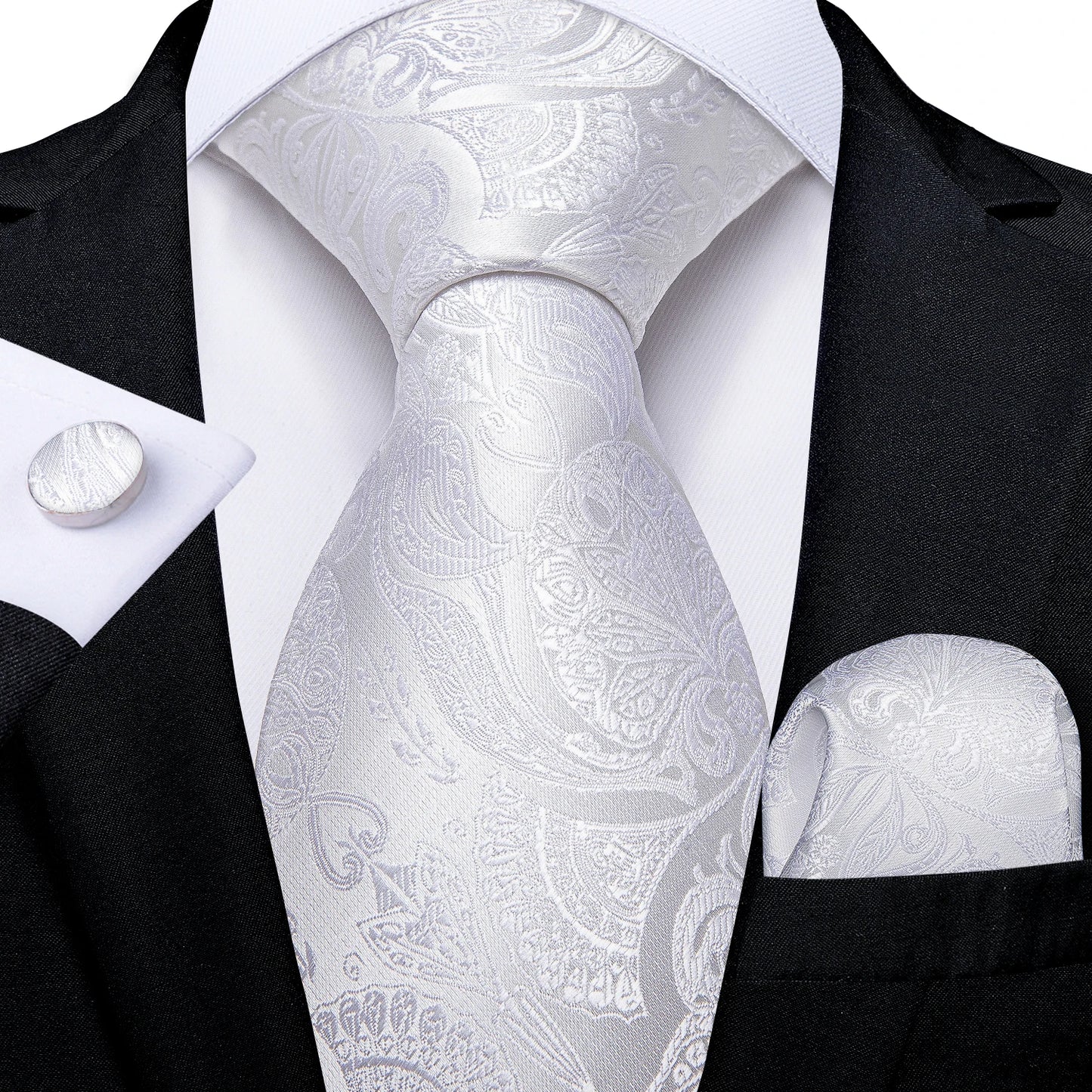 Men’s Paisley Tie Set – Luxury Silk-Feel Necktie, Pocket Square & Cufflinks – Formal Wedding & Prom Gift Set