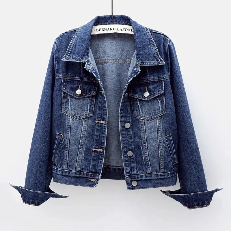 Women's Oversized Denim Jacket – Long Sleeve Spring & Autumn Jean Coat (Up to 5XL)