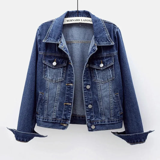 Women's Oversized Denim Jacket – Long Sleeve Spring & Autumn Jean Coat (Up to 5XL)