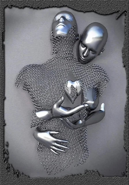 Metal Figure Statue Romantic Wall Art Abstract Canvas Painting Lovers Sculpture Posters Prints Pictures Living Room Home Decor