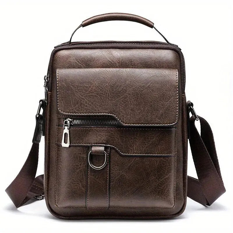 Men’s Shoulder Bag for 9.7" iPad - PU Leather Business Crossbody Messenger Travel Bag