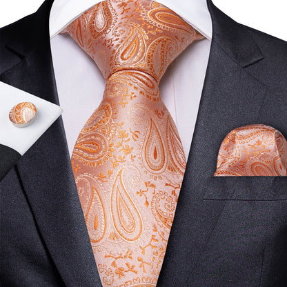 Men’s Paisley Tie Set – Luxury Silk-Feel Necktie, Pocket Square & Cufflinks – Formal Wedding & Prom Gift Set